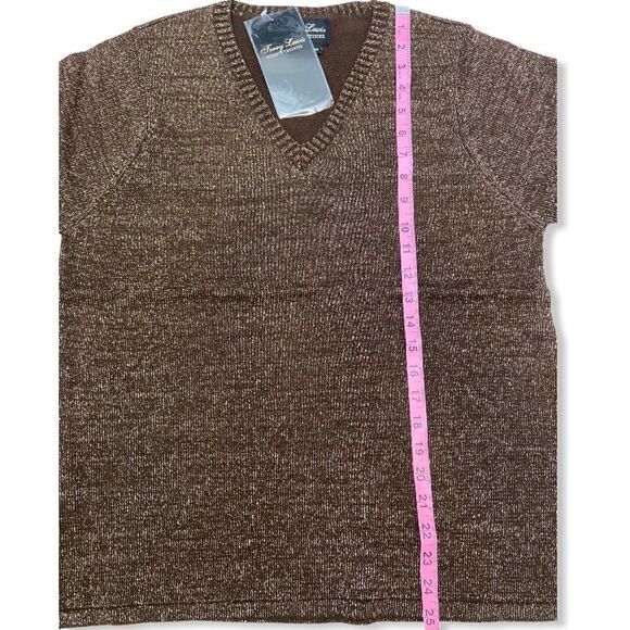 Vintage Terry Lewis Classic Luxuries Brown Metallic Wool Blend V-Neck Sweater - Picture 11 of 13